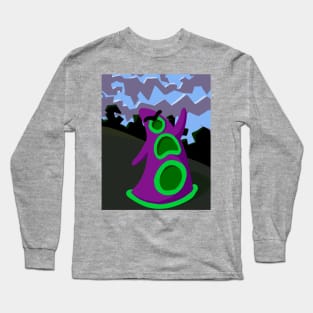 Purple Tentacle (with background) Long Sleeve T-Shirt